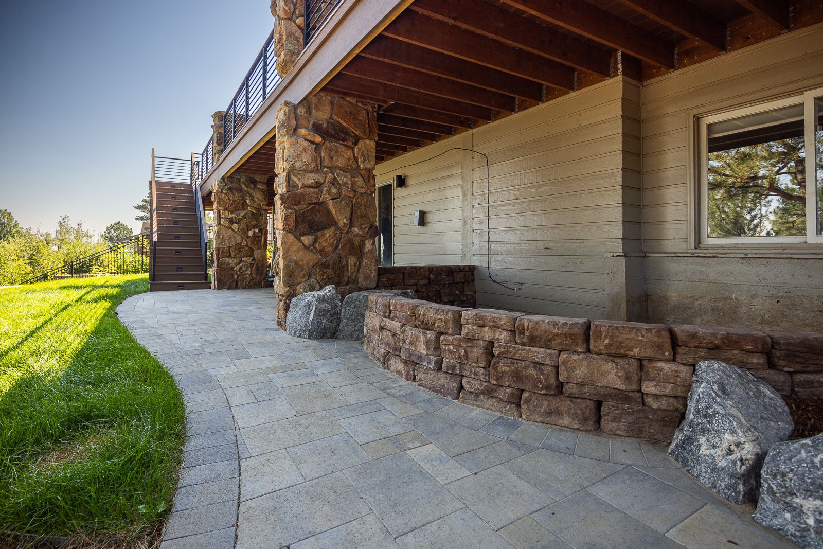 residential landscape design patio under deck