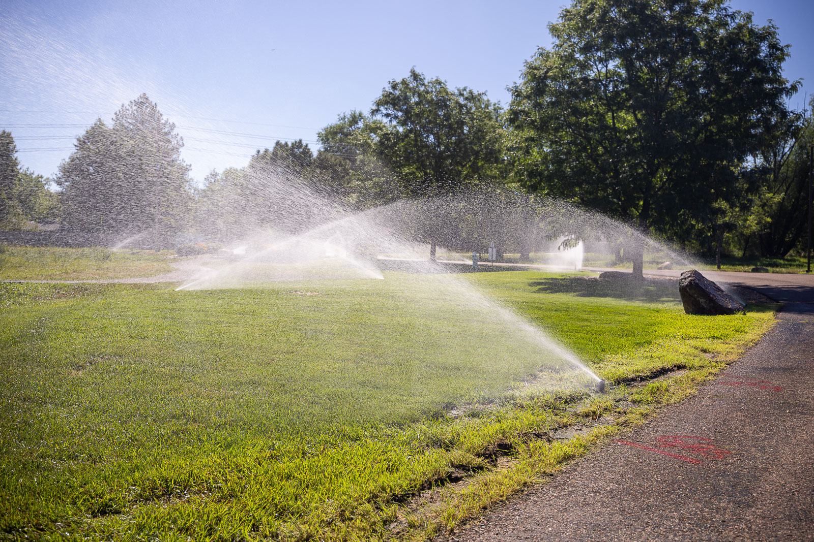 irrigation system watering grass