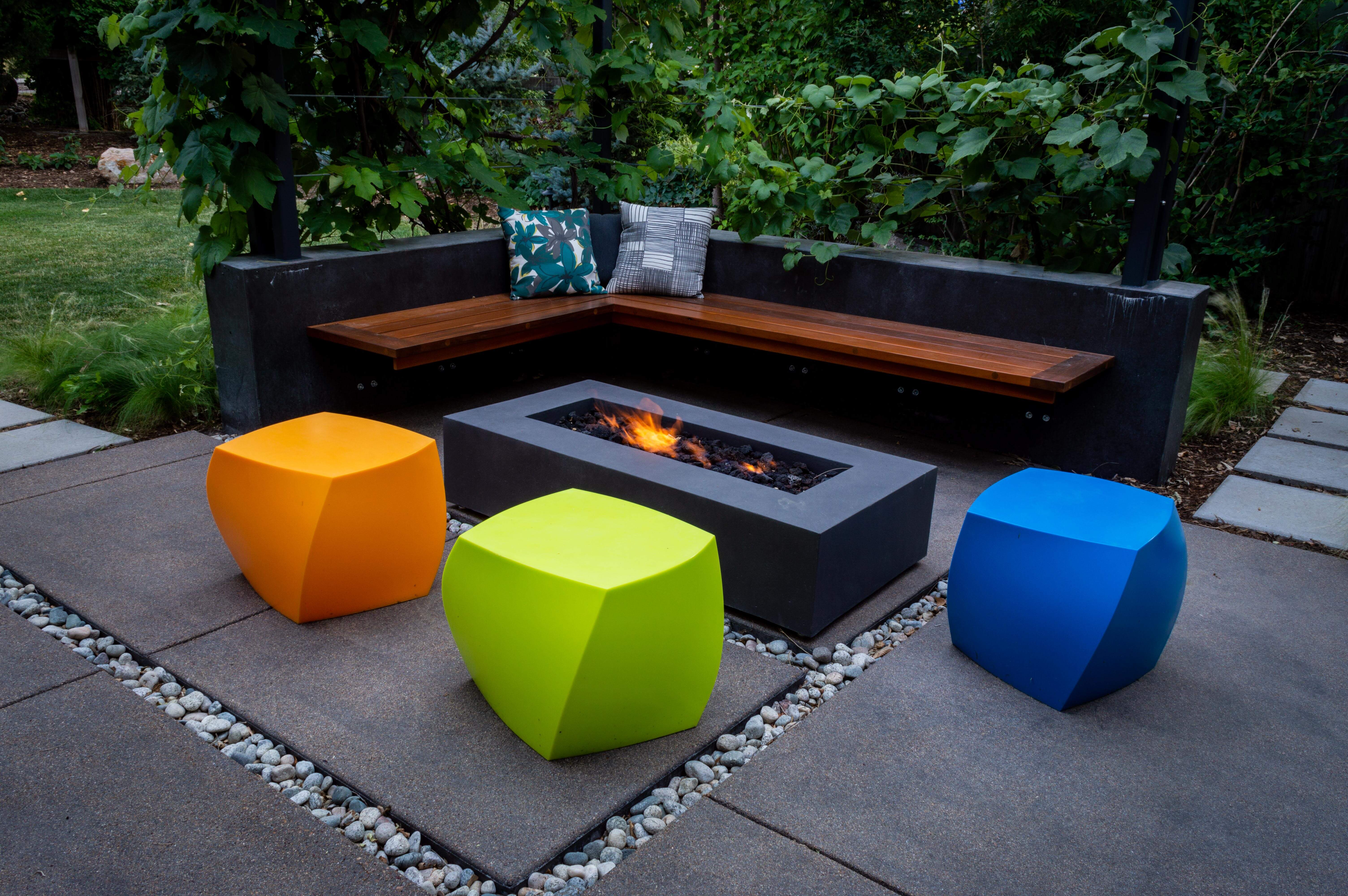 residential patio and outdoor firepit