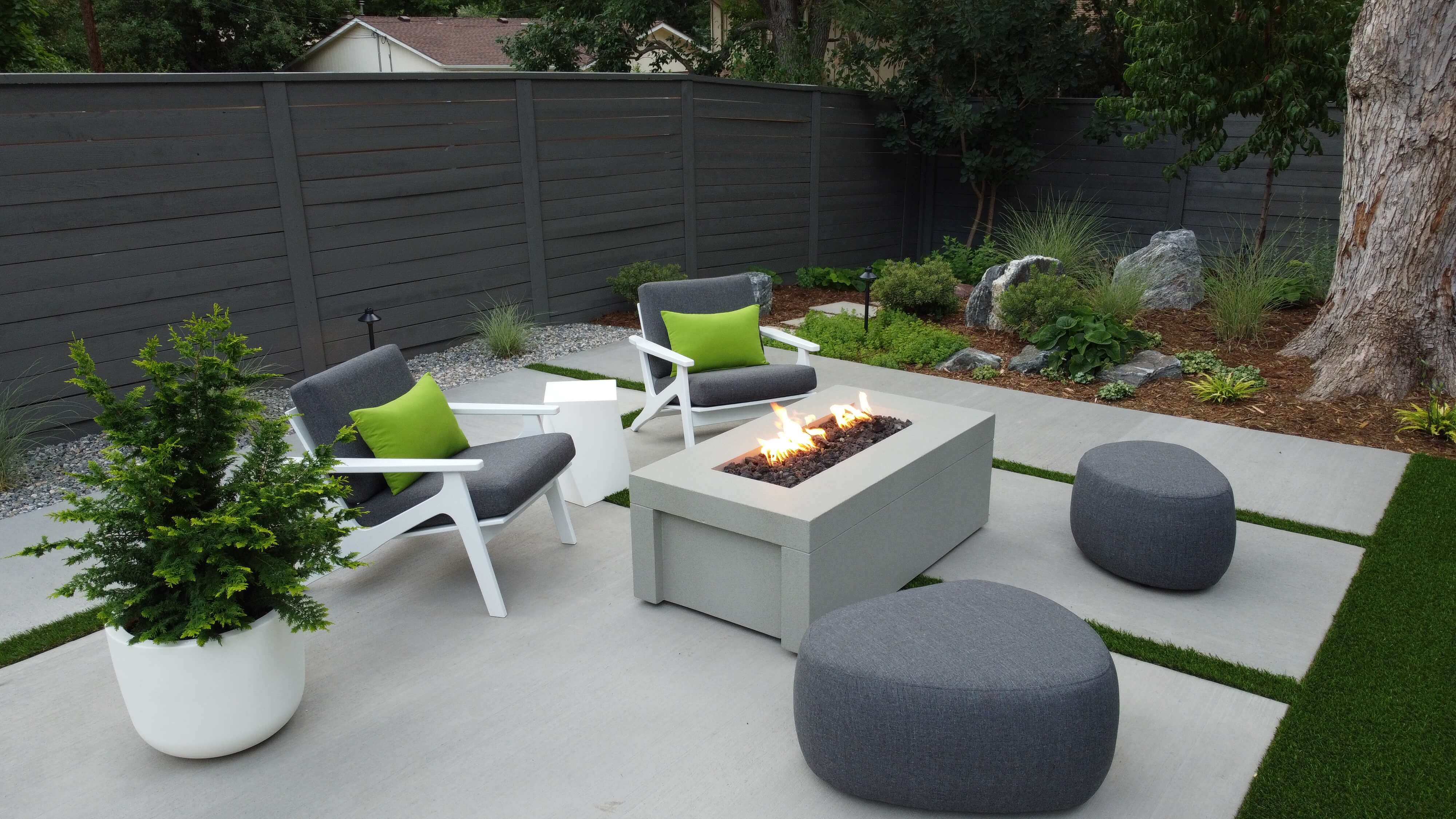 residential patio with firepit